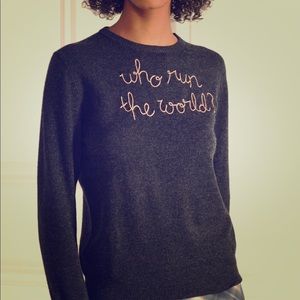 LINGUA FRANCA Embroidered 100% Cashmere Sweater